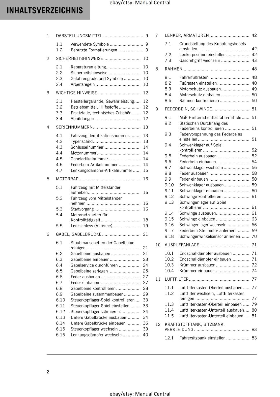 GERMAN LANGUAGE - KTM 2020 - 1290 SUPER ADVENTURE S - REPARATURANLEITUNG