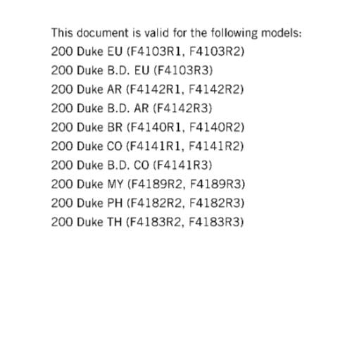 KTM MOTORCYCLE 2018 -  200 DUKE - WORKSHOP SERVICE MANUAL - REPRINT