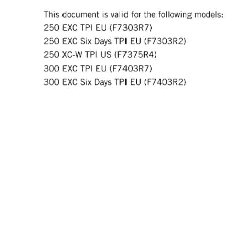 KTM MOTORCYCLE 2018 -  250 300 EXC SIX DAYS XC-W TPI - WORKSHOP SERVICE MANUAL