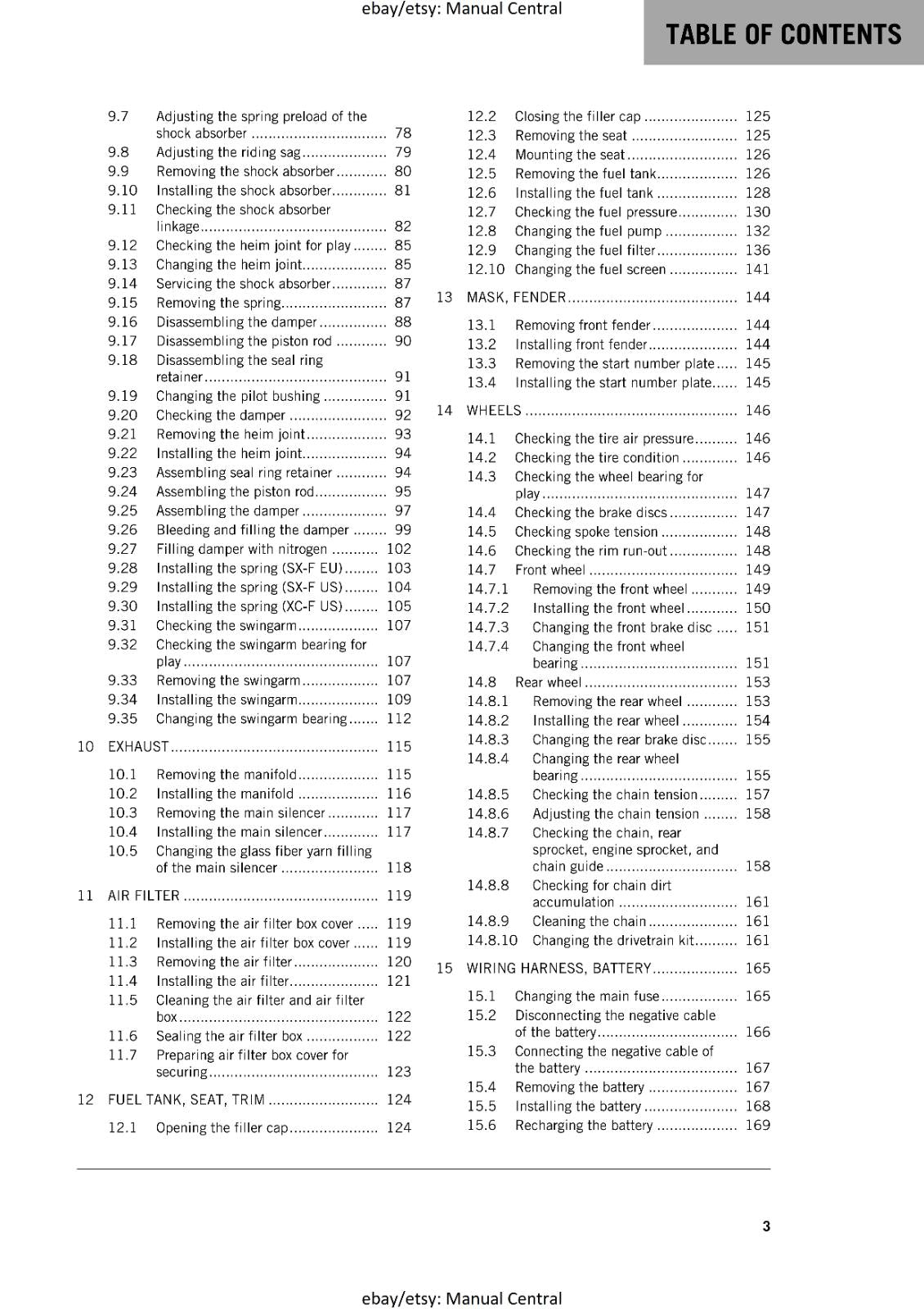 KTM MOTORCYCLE 2017 - 350 SX-F XC-F - WORKSHOP SERVICE MANUAL - REPRINT