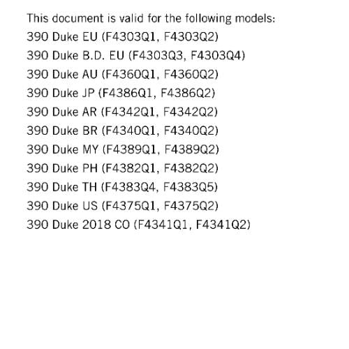 KTM MOTORCYCLE 2017 - 390 DUKE - WORKSHOP SERVICE MANUAL - REPRINT