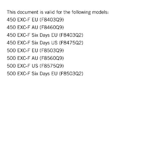 KTM MOTORCYCLE 2017 - 450 500 EXC-F SIX DAYS - WORKSHOP SERVICE MANUAL - REPRINT