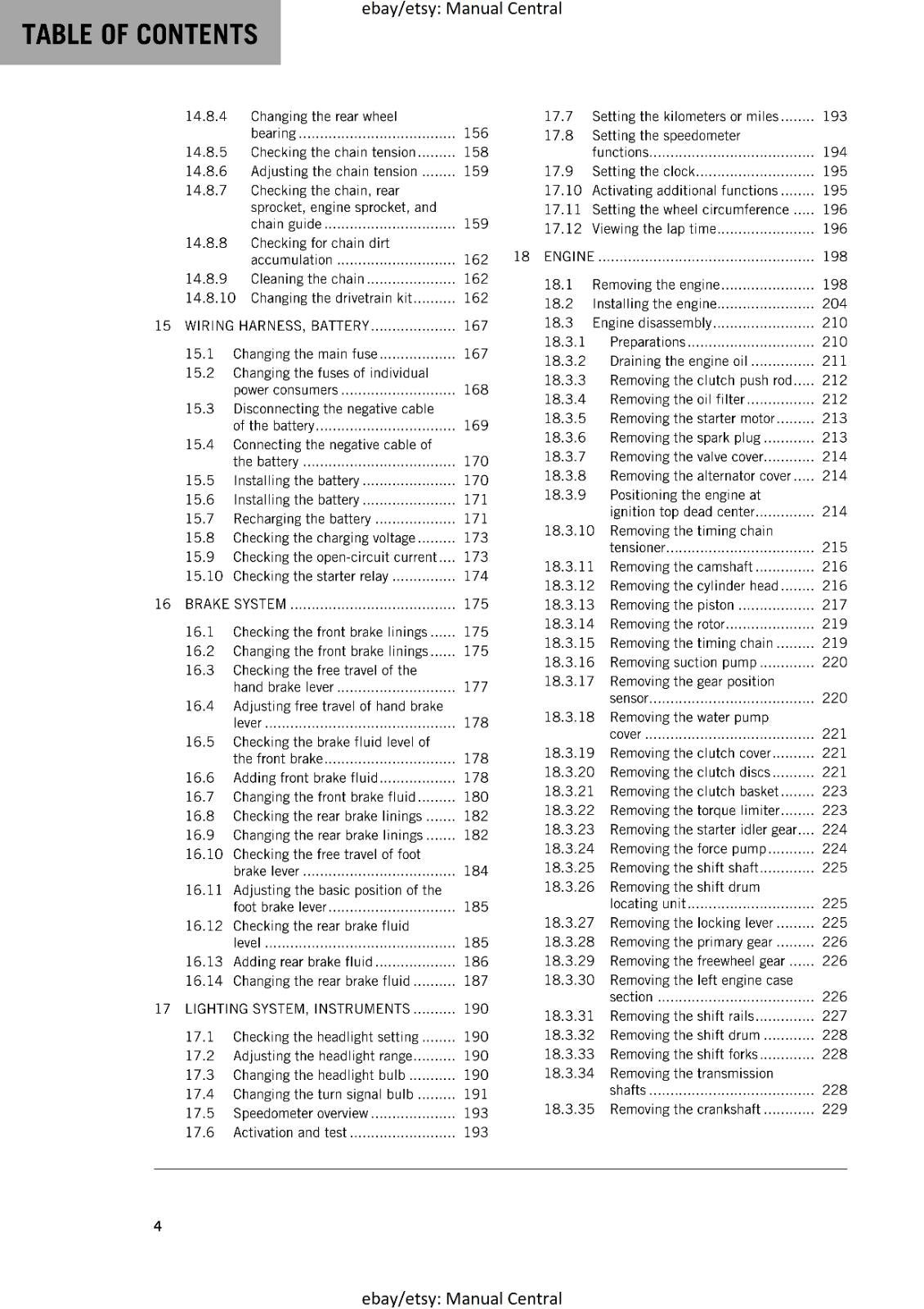 KTM MOTORCYCLE 2017 - 450 500 EXC-F SIX DAYS - WORKSHOP SERVICE MANUAL - REPRINT