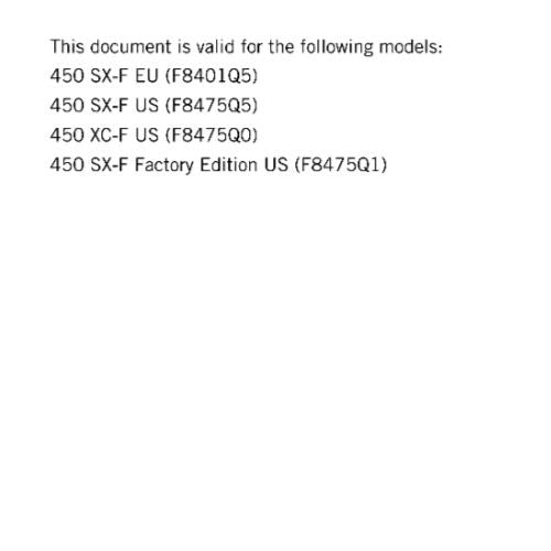 KTM MOTORCYCLE 2017 - 450 XC-F SX-F FACTORY  - WORKSHOP SERVICE MANUAL - REPRINT