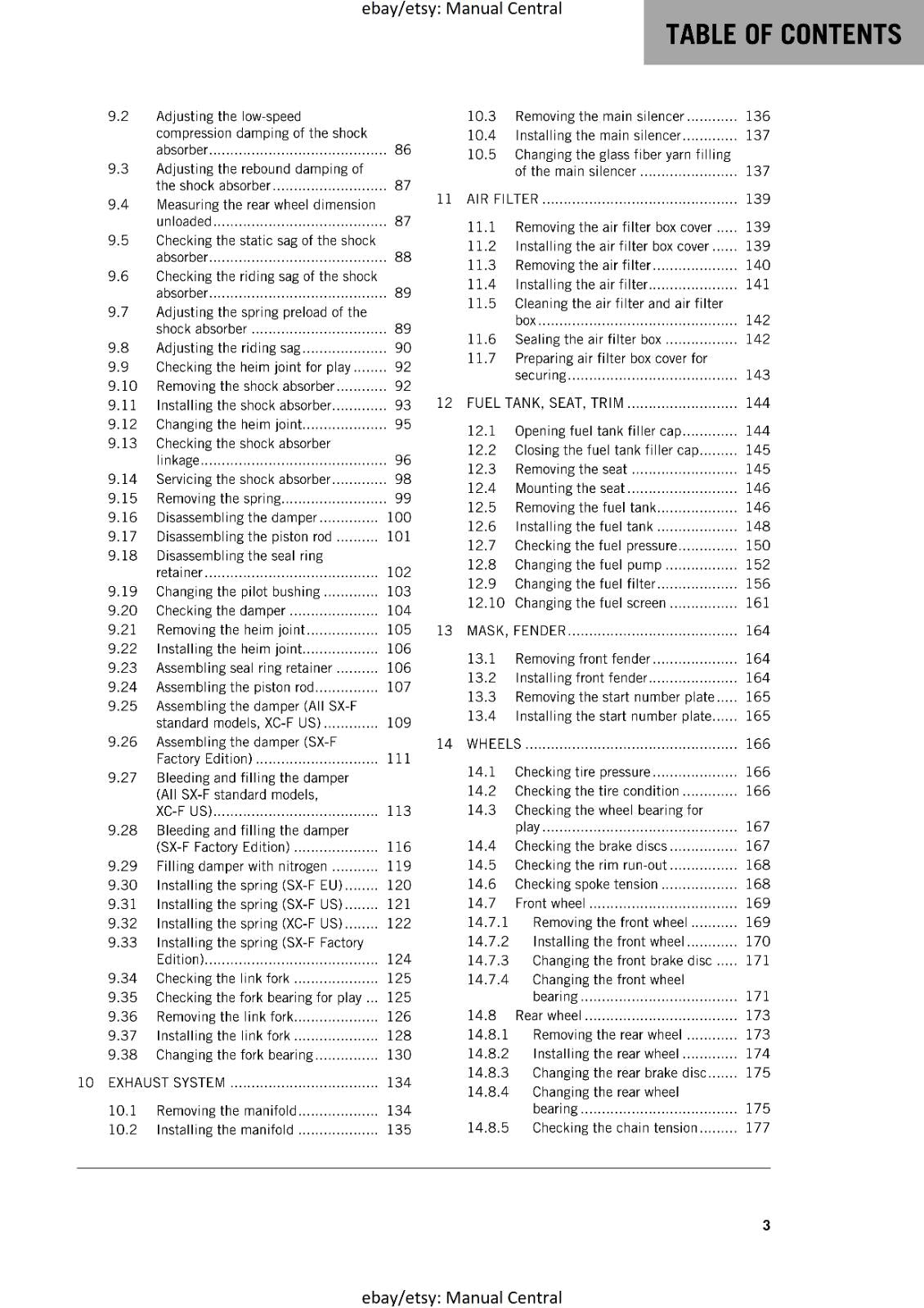 KTM MOTORCYCLE 2017 - 450 XC-F SX-F FACTORY  - WORKSHOP SERVICE MANUAL - REPRINT