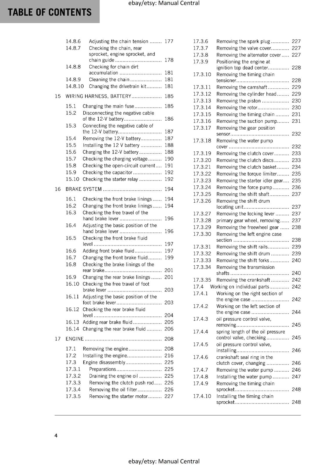 KTM MOTORCYCLE 2017 - 450 XC-F SX-F FACTORY  - WORKSHOP SERVICE MANUAL - REPRINT