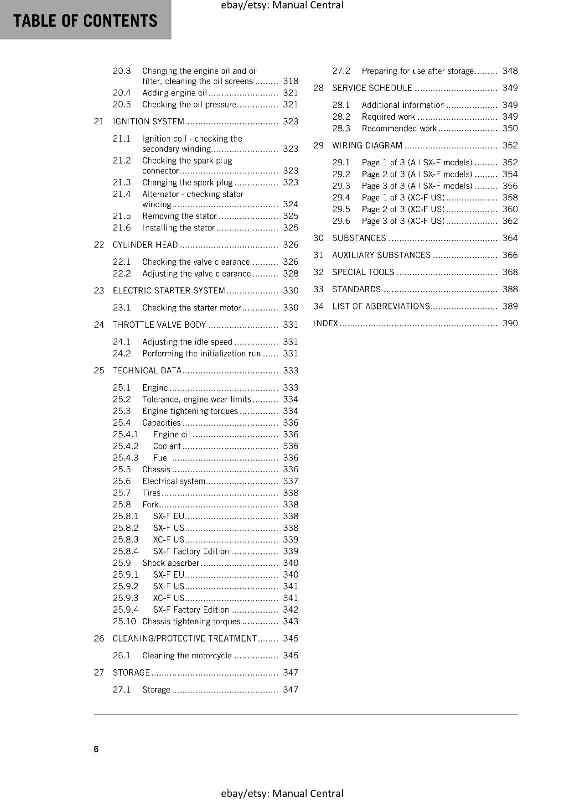 KTM MOTORCYCLE 2017 - 450 XC-F SX-F FACTORY  - WORKSHOP SERVICE MANUAL - REPRINT