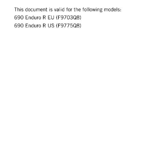 KTM MOTORCYCLE 2017 - 690 ENDURO R - WORKSHOP SERVICE MANUAL - REPRINT