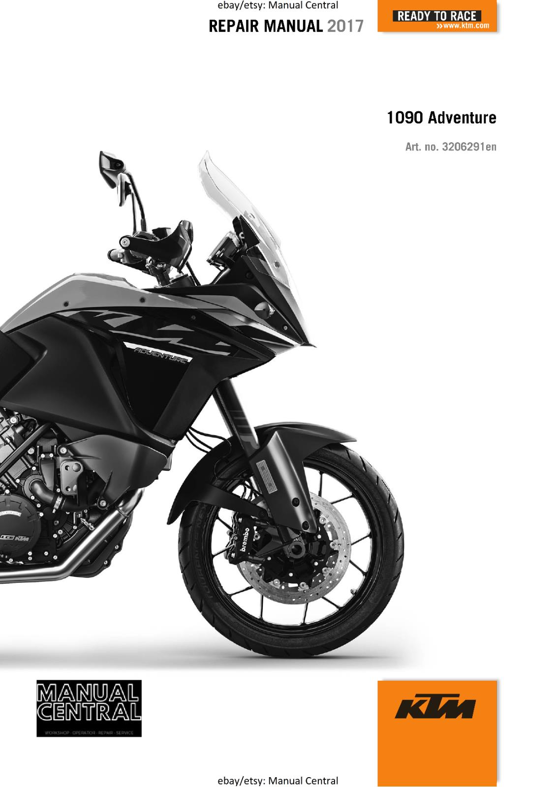 KTM MOTORCYCLE 2017 -1090 ADVENTURE - WORKSHOP SERVICE MANUAL - REPRINT