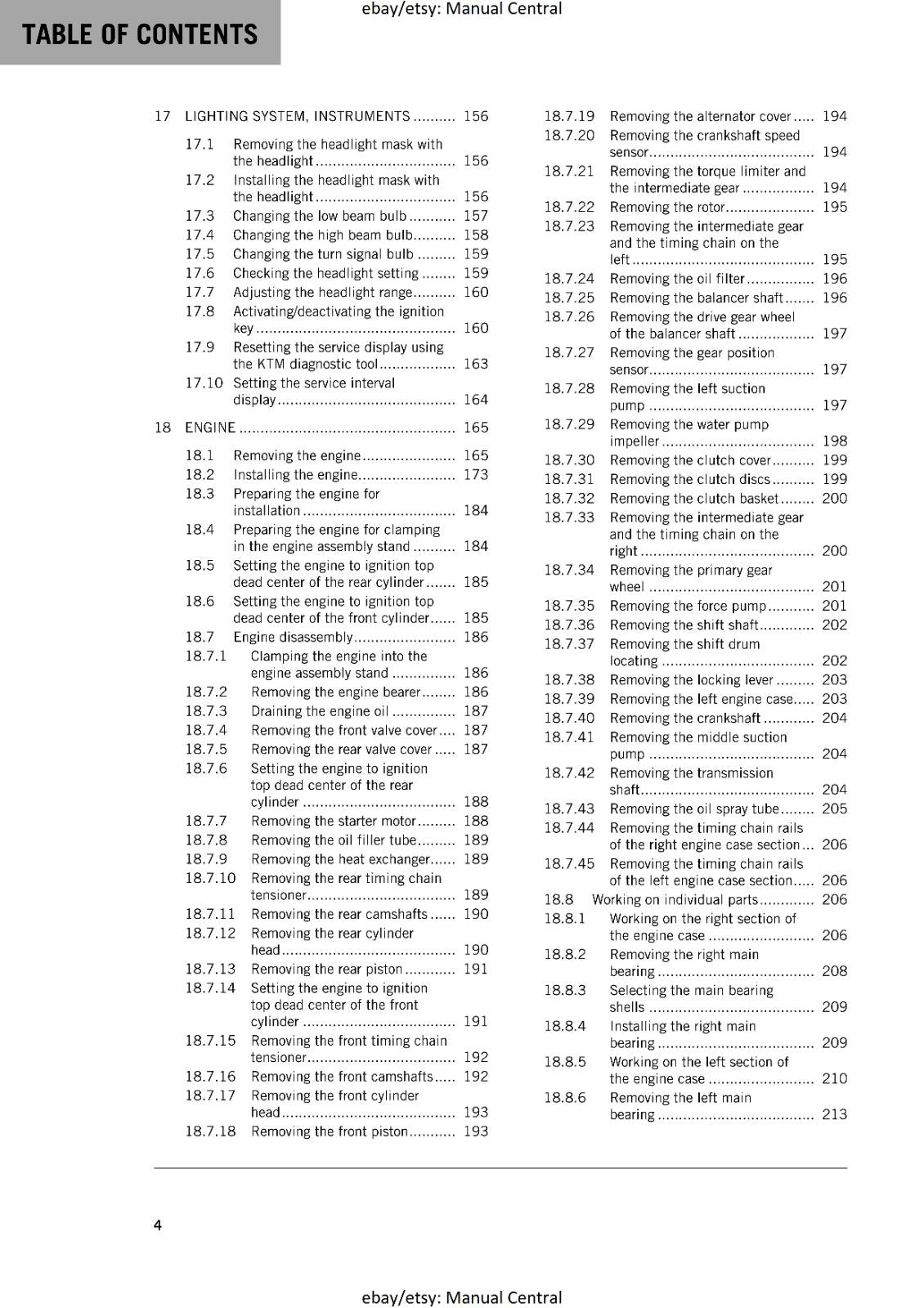 KTM MOTORCYCLE 2017 -1090 ADVENTURE - WORKSHOP SERVICE MANUAL - REPRINT