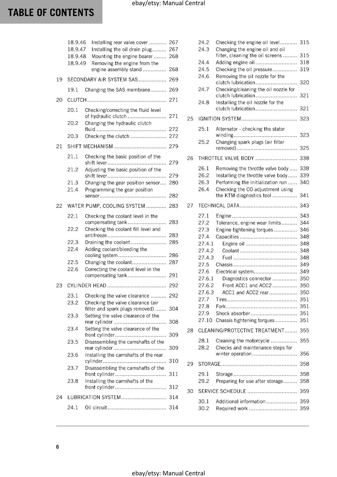 KTM MOTORCYCLE 2017 -1090 ADVENTURE - WORKSHOP SERVICE MANUAL - REPRINT