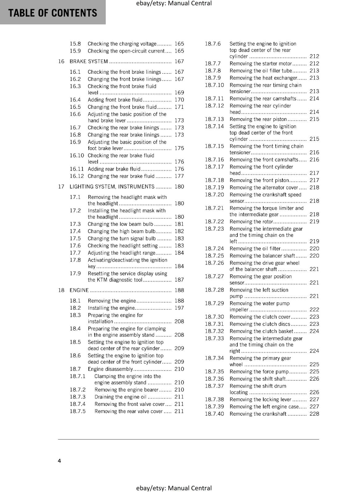 KTM MOTORCYCLE 2017 -1090 ADVENTURE R - WORKSHOP SERVICE MANUAL - REPRINT