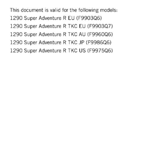 KTM MOTORCYCLE 2017 -1290 SUPER ADVENTURE R - WORKSHOP SERVICE MANUAL - REPRINT