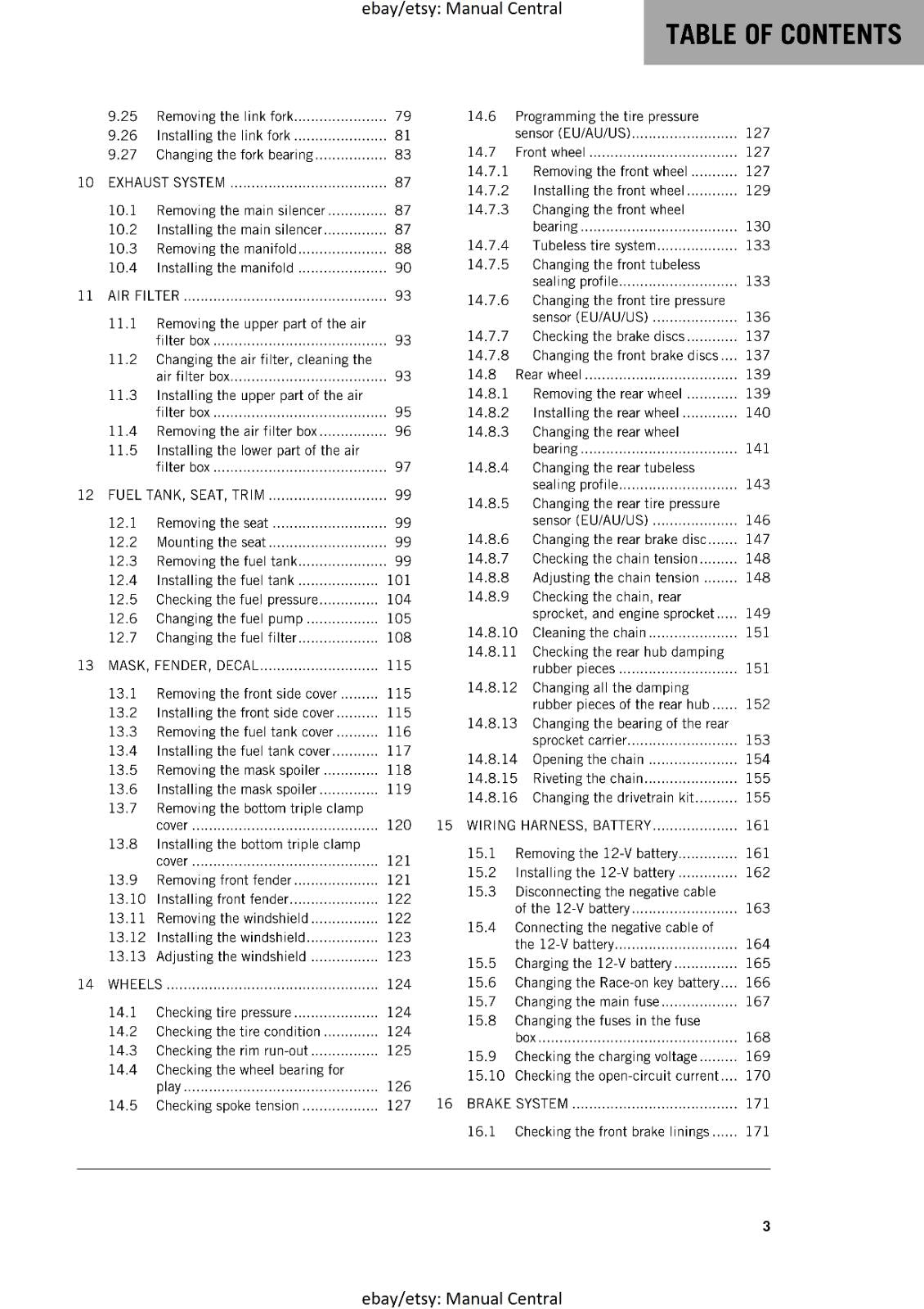 KTM MOTORCYCLE 2017 -1290 SUPER ADVENTURE R - WORKSHOP SERVICE MANUAL - REPRINT