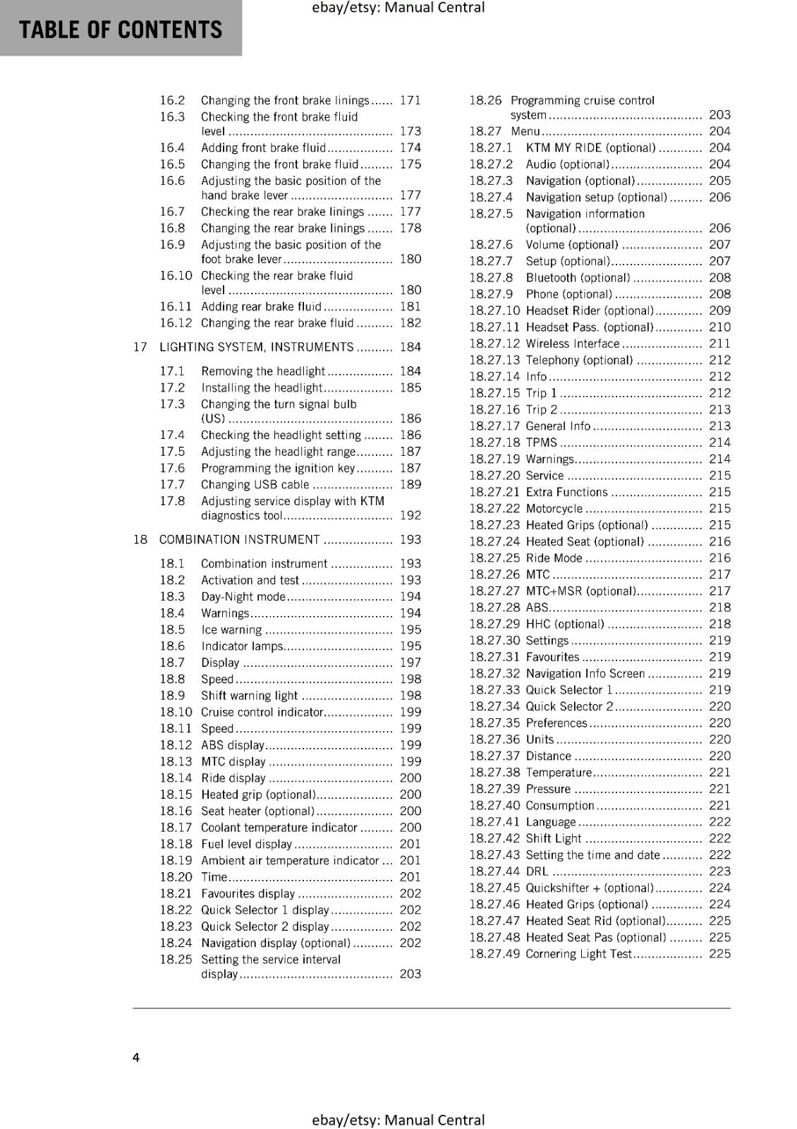 KTM MOTORCYCLE 2017 -1290 SUPER ADVENTURE R - WORKSHOP SERVICE MANUAL - REPRINT