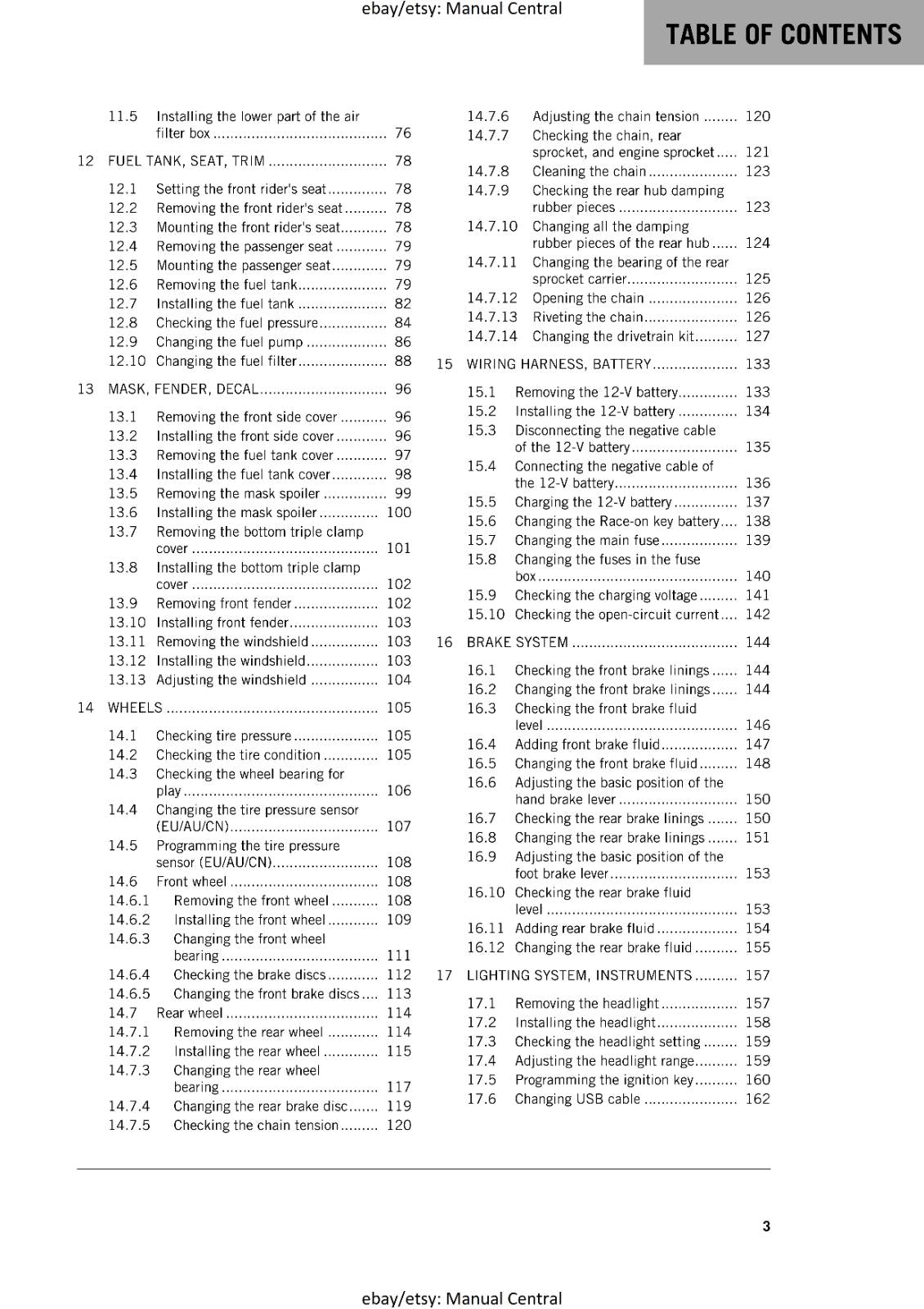 KTM MOTORCYCLE 2017 -1290 SUPER ADVENTURE S - WORKSHOP SERVICE MANUAL - REPRINT