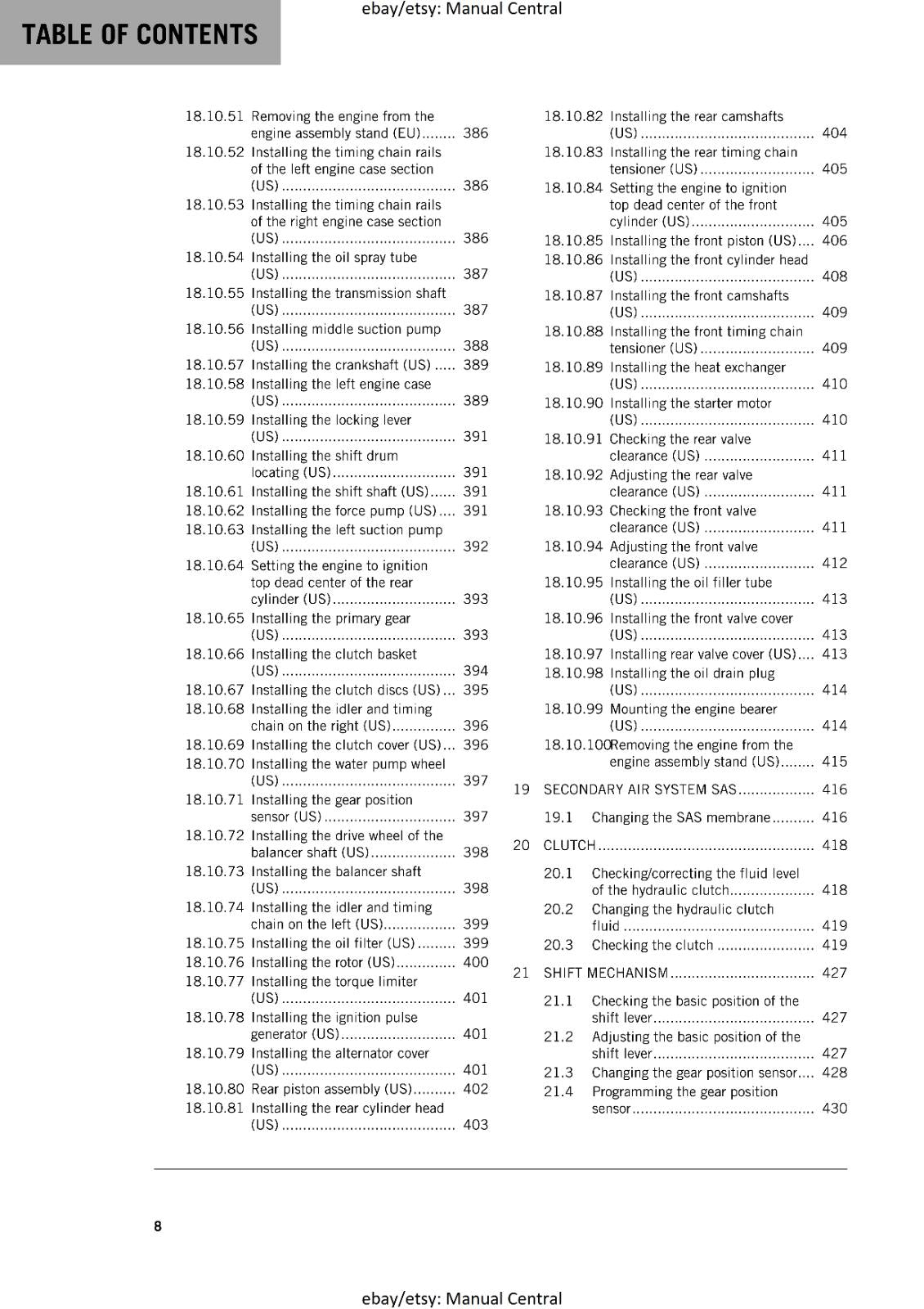 KTM MOTORCYCLE 2017 -1290 SUPER ADVENTURE T - WORKSHOP SERVICE MANUAL - REPRINT