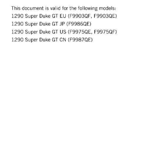 KTM MOTORCYCLE 2017 -1290 SUPER DUKE GT - WORKSHOP SERVICE MANUAL - REPRINT