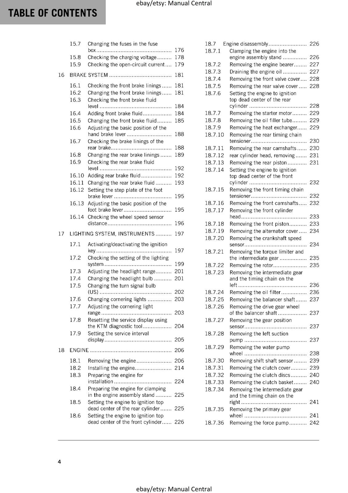 KTM MOTORCYCLE 2017 -1290 SUPER DUKE GT - WORKSHOP SERVICE MANUAL - REPRINT