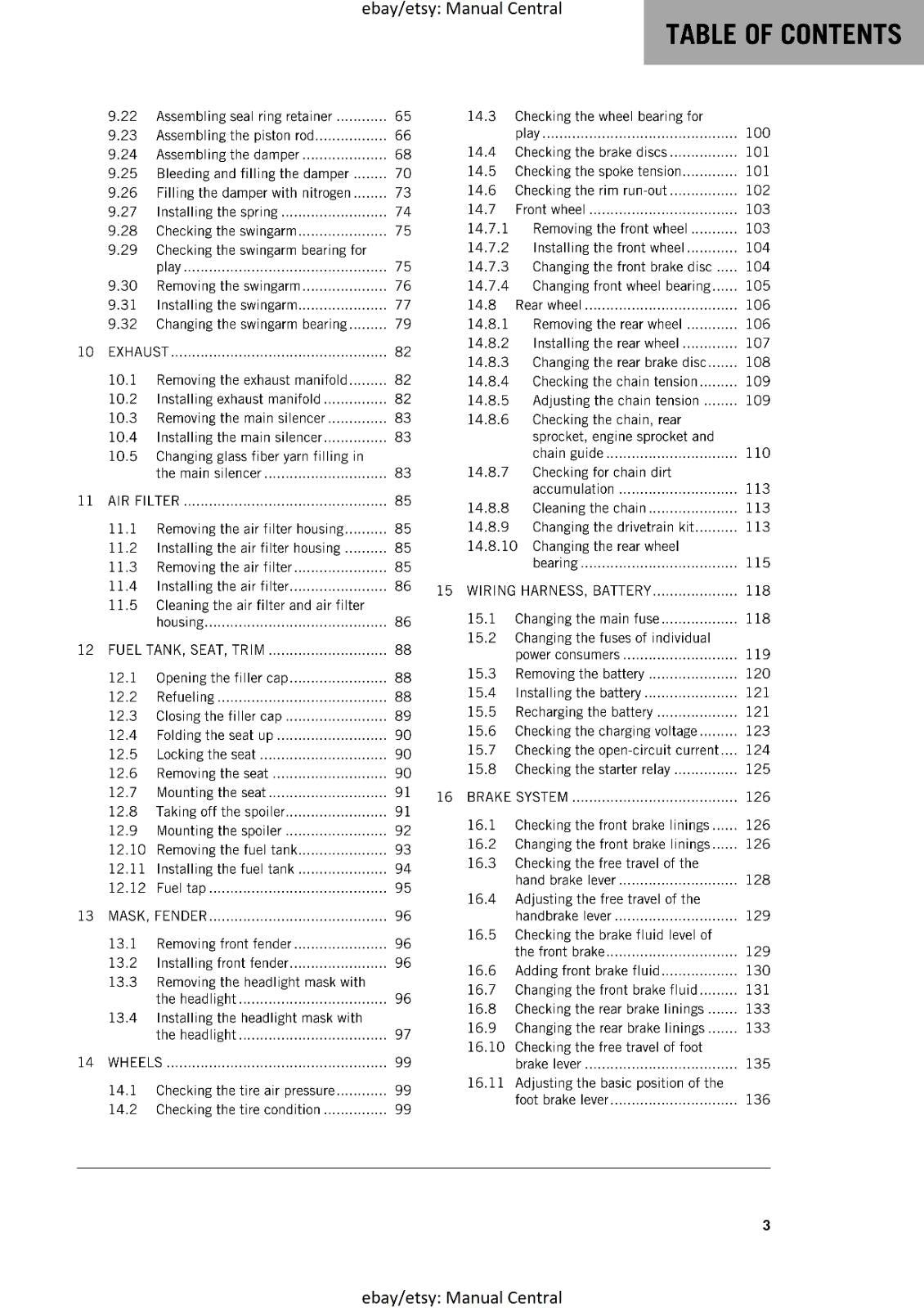KTM MOTORCYCLE 2017 - FREERIDE 250 R - WORKSHOP SERVICE MANUAL - REPRINT