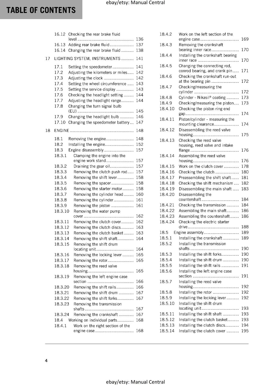 KTM MOTORCYCLE 2017 - FREERIDE 250 R - WORKSHOP SERVICE MANUAL - REPRINT