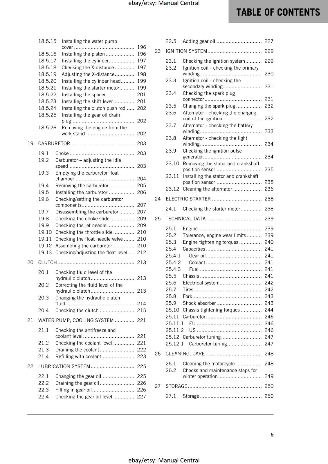 KTM MOTORCYCLE 2017 - FREERIDE 250 R - WORKSHOP SERVICE MANUAL - REPRINT