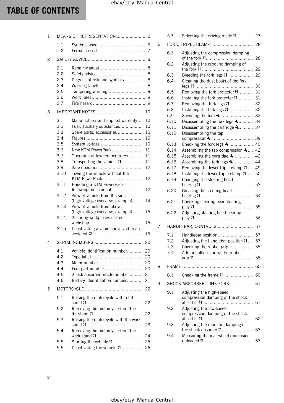 KTM MOTORCYCLE 2017 - FREERIDE E-XC - WORKSHOP SERVICE MANUAL - REPRINT