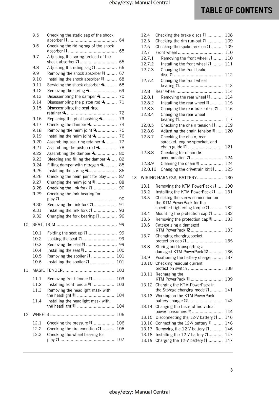 KTM MOTORCYCLE 2017 - FREERIDE E-XC - WORKSHOP SERVICE MANUAL - REPRINT