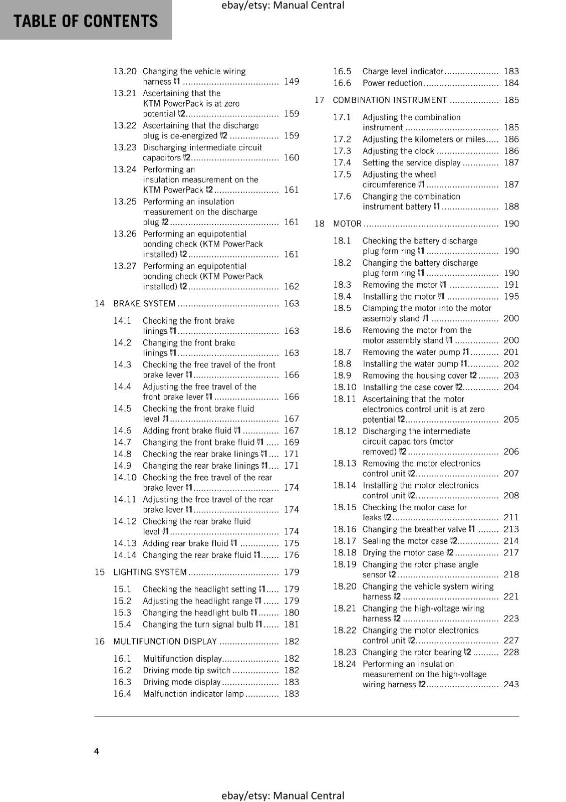 KTM MOTORCYCLE 2017 - FREERIDE E-XC - WORKSHOP SERVICE MANUAL - REPRINT
