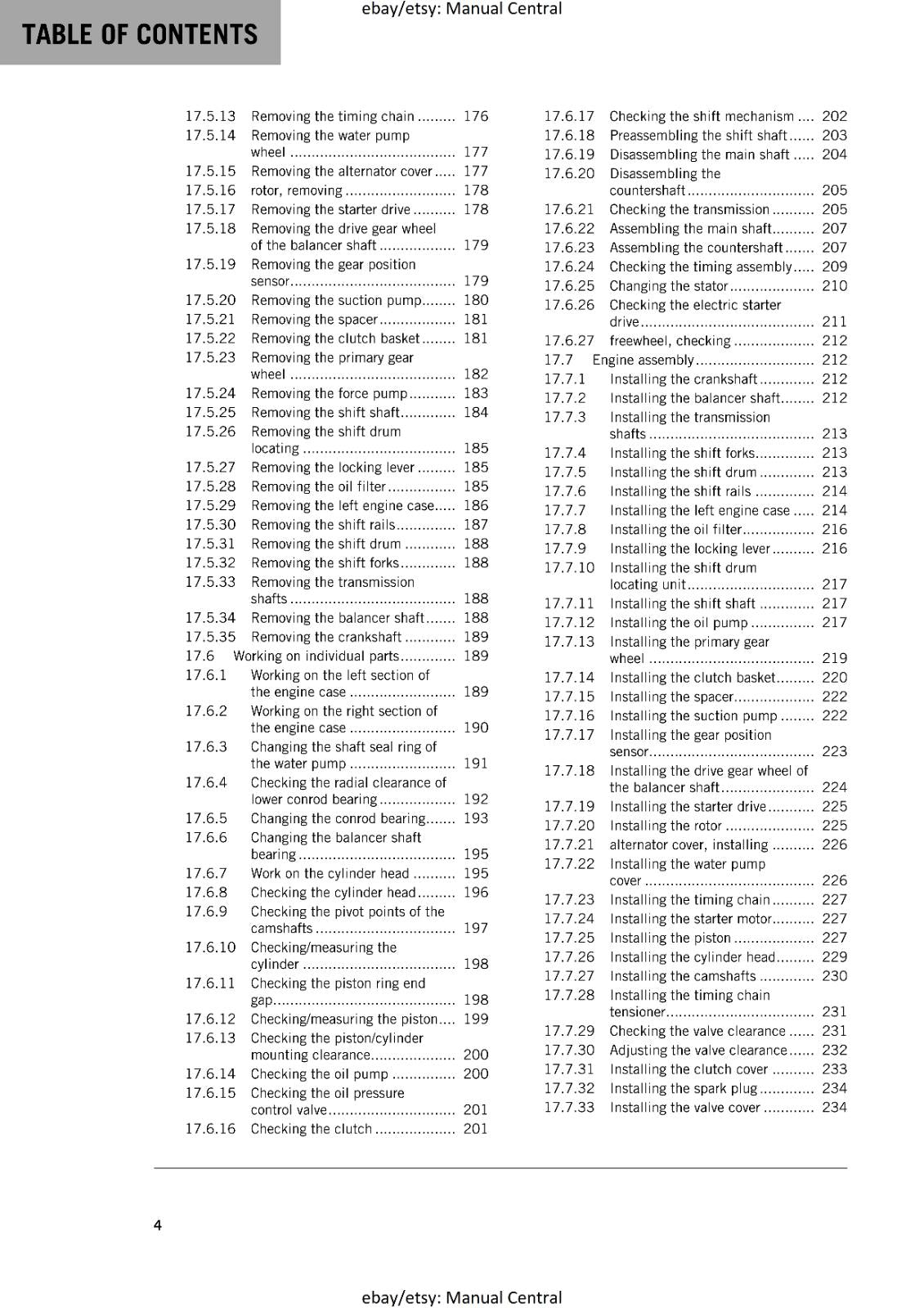 KTM MOTORCYCLE 2017 - RC 390 - WORKSHOP SERVICE MANUAL - REPRINT