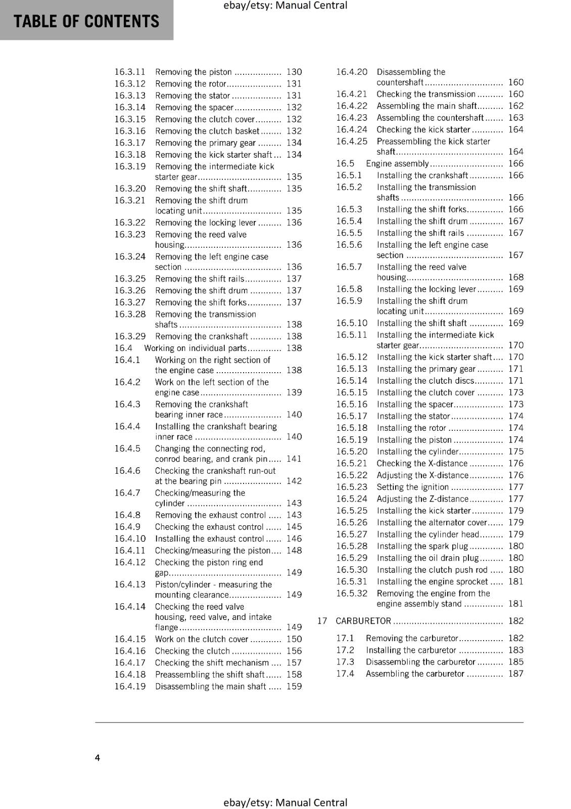 KTM MOTORCYCLE 2016 - 85 SX 19/16 17/14 - WORKSHOP SERVICE MANUAL - REPRINT