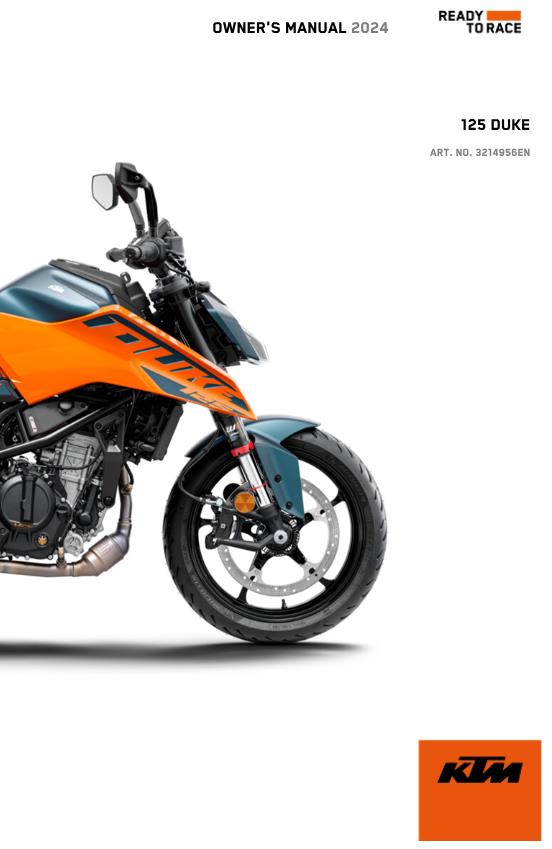 2024 OWNERS MANUAL - KTM 125 DUKE - REPRINT