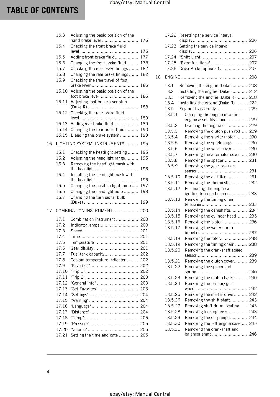 KTM MOTORCYCLE 2017 - 690 DUKE R - WORKSHOP SERVICE MANUAL - REPRINT