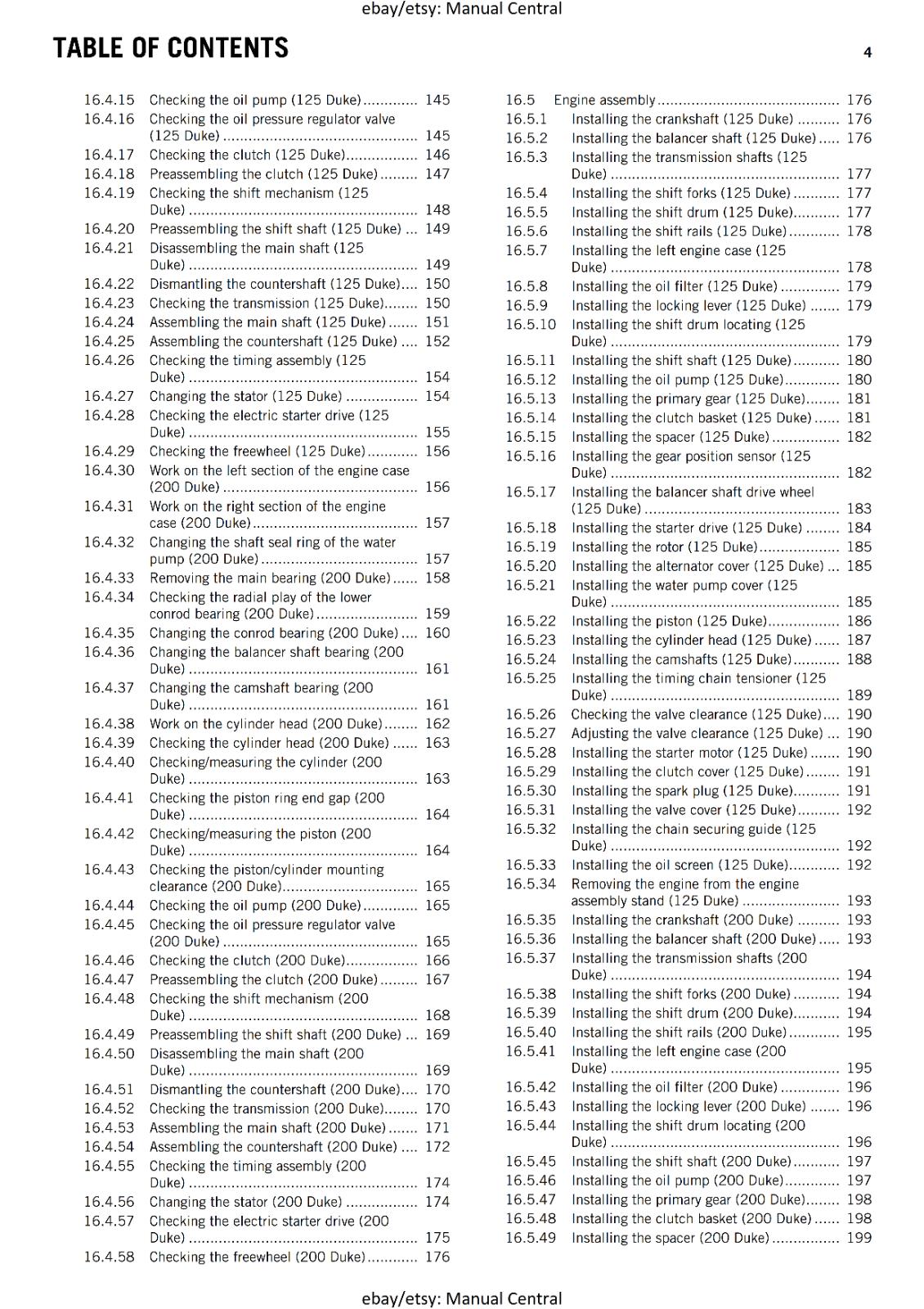 KTM 2013 - 125 200 DUKE - 2014 COL - WORKSHOP SERVICE REPAIR MANUAL