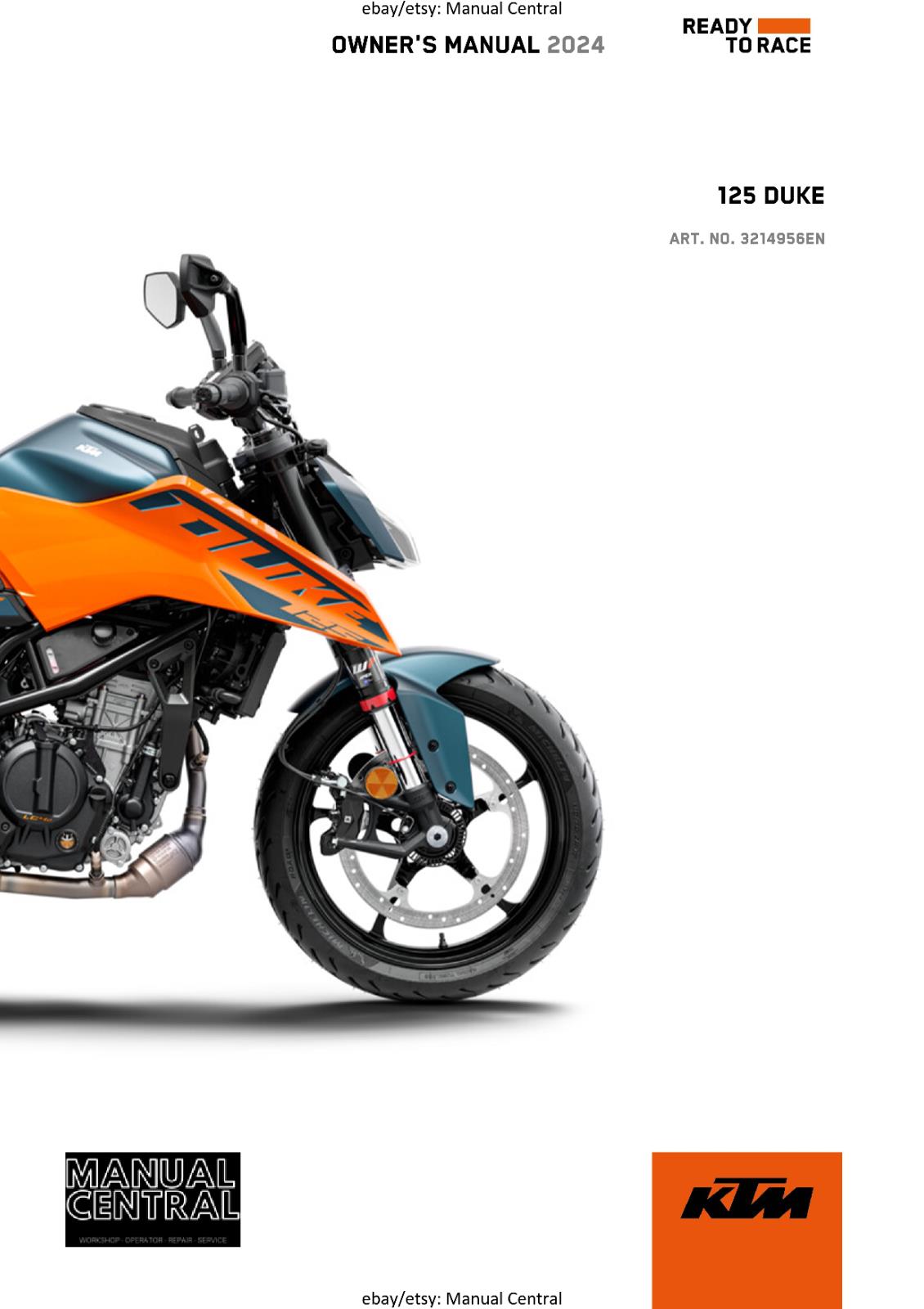2024 WORKSHOP & OWNERS 2 MANUAL SET - KTM 125 DUKE - REPRINT