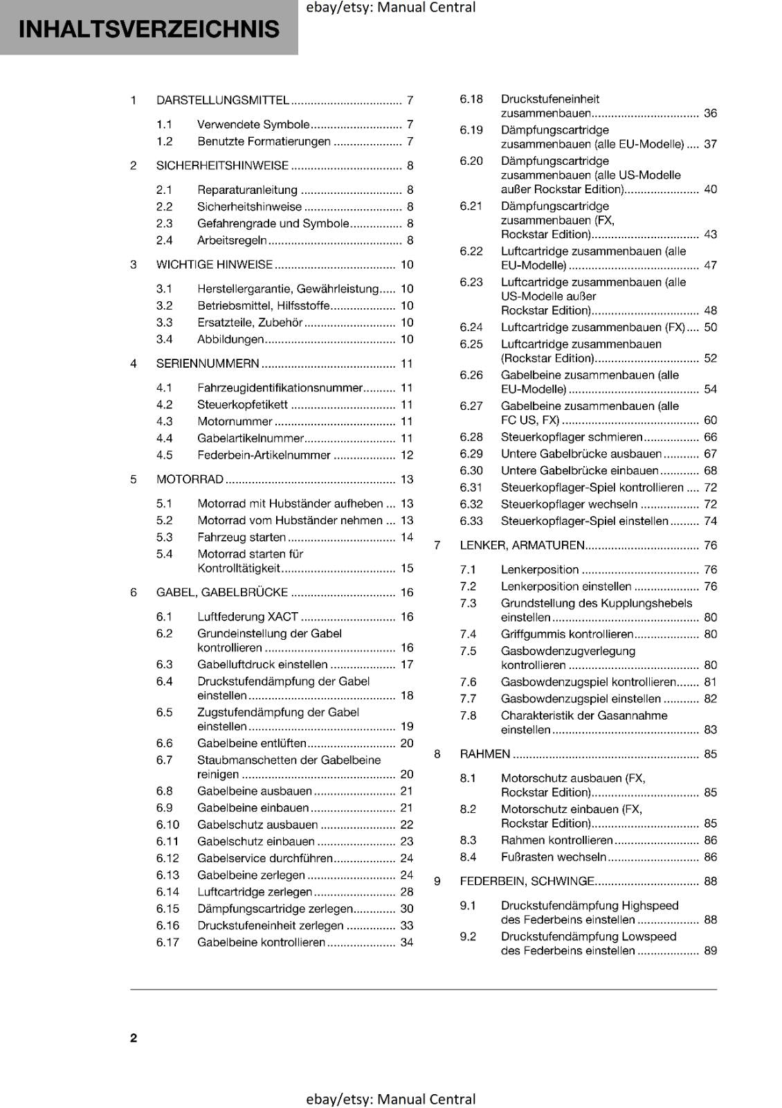 GERMAN LANGUAGE - HUSQVARNA 2023 - FC FX 450 HERITAGE - REPARATURANLEITUNG