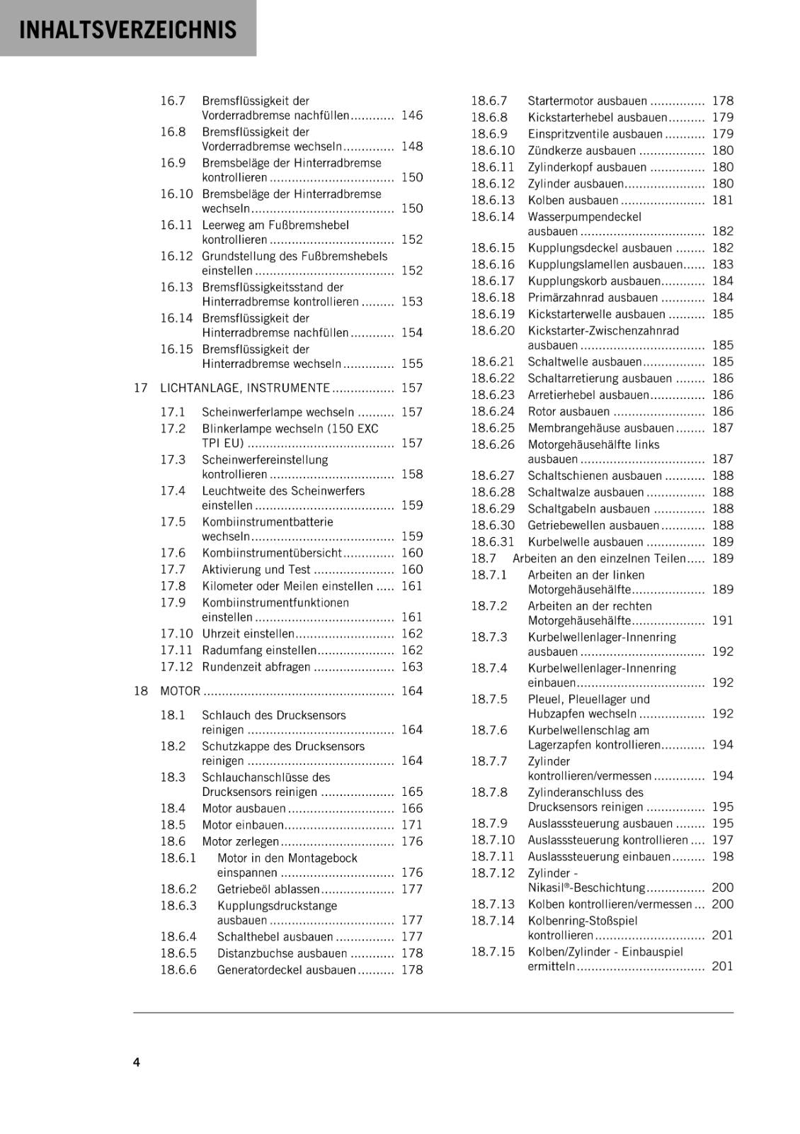 GERMAN LANGUAGE - KTM 2020 - 150 EXC XC-W - REPARATURANLEITUNG - REPAIR MANUAL