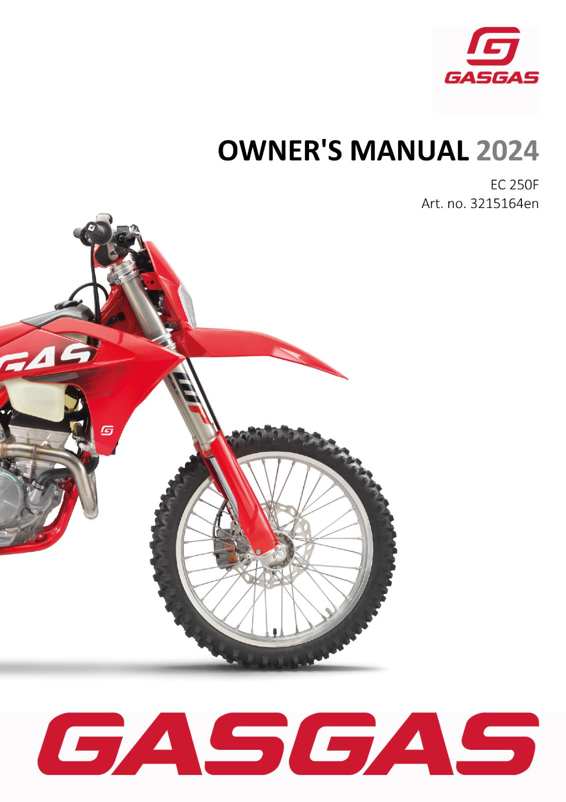 2024 GASGAS OWNERS MANUAL - EC 250F - REPRINTED