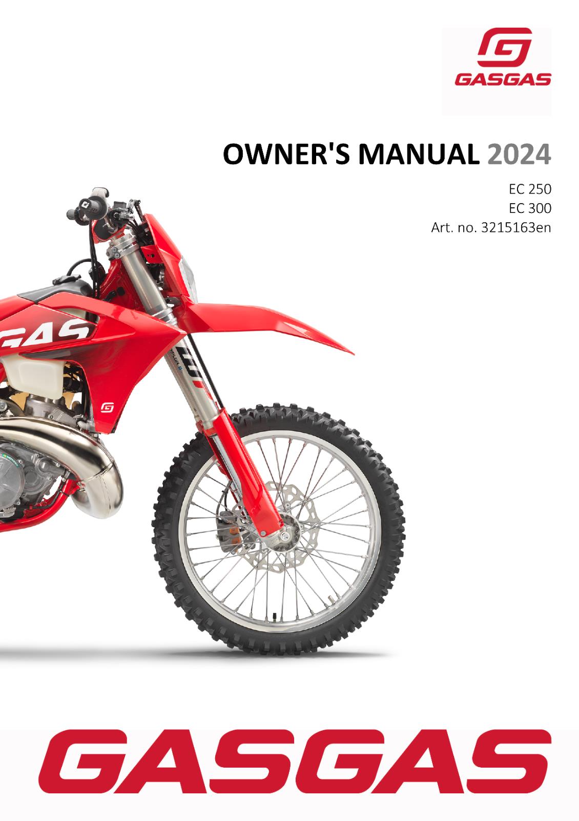 2024 GASGAS OWNERS MANUAL - EC 250 300 - REPRINTED