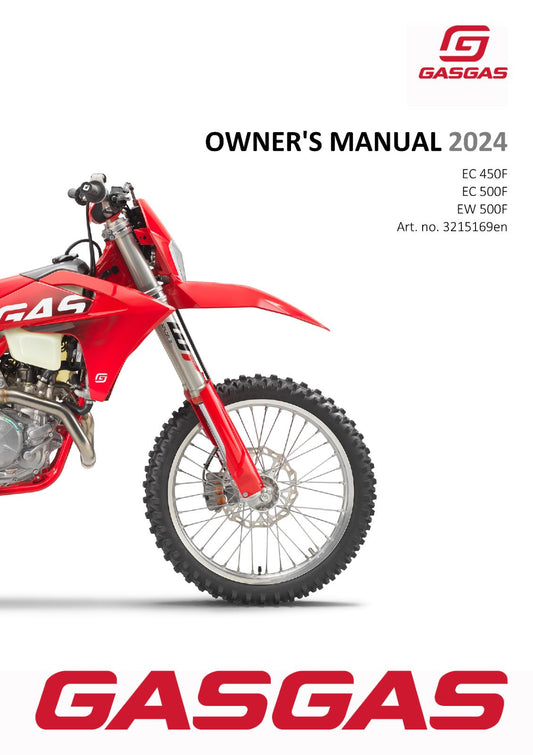 2024 GASGAS OWNERS MANUAL - EC 450F 500F EW 500F - REPRINTED