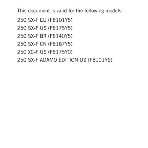 KTM 2025 - 250 XC-F SX-F ADAMO EDITION - OWNERS MANUAL REPRINTED