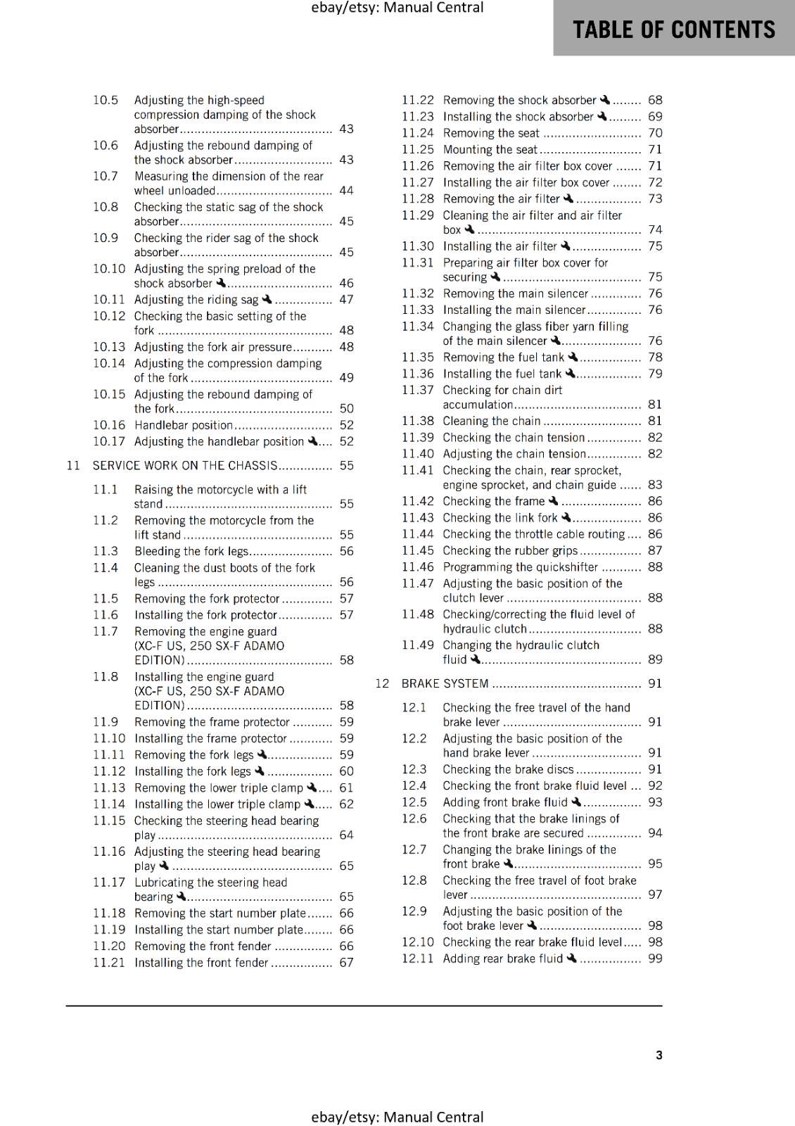 KTM 2025 - 250 XC-F SX-F ADAMO EDITION - OWNERS MANUAL REPRINTED