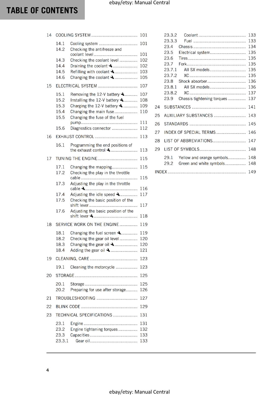 KTM 2025 - 125 150 SX XC - OWNERS MANUAL REPRINTED