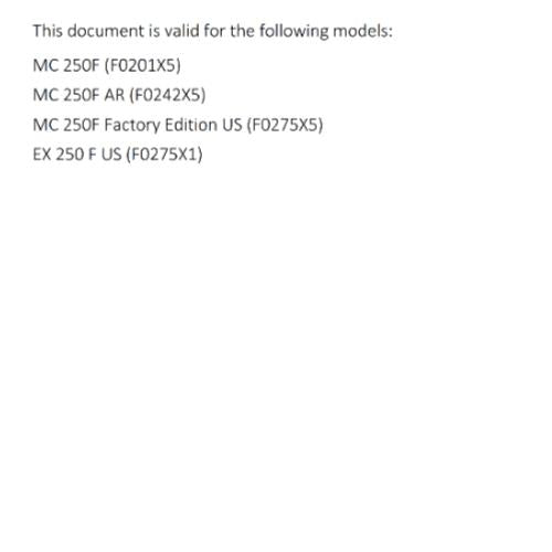 2024 GASGAS OWNERS MANUAL - EX 250F MC 250F FACTORY EDITION - REPRINTED