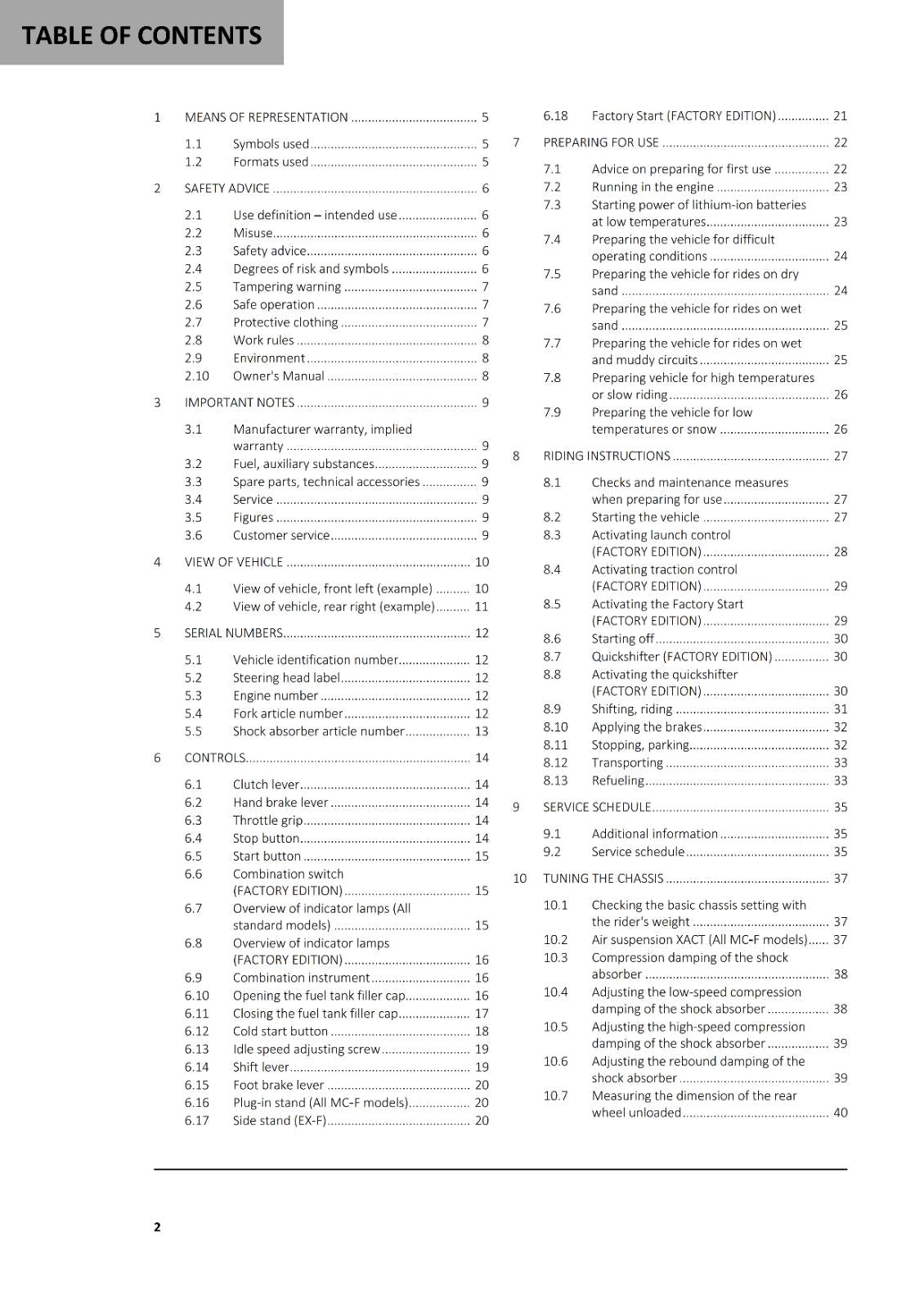 2024 GASGAS OWNERS MANUAL - EX 250F MC 250F FACTORY EDITION - REPRINTED