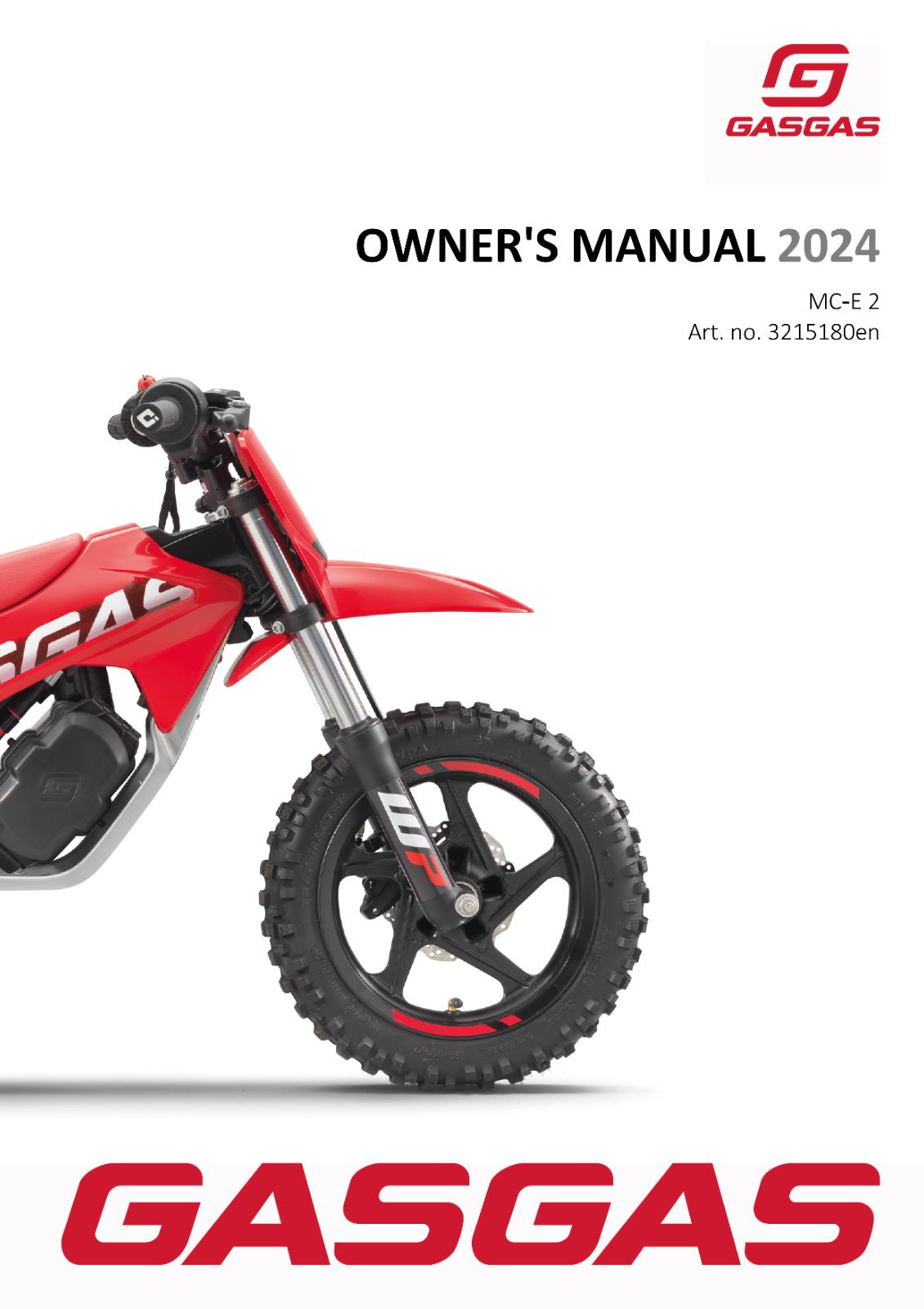 2024 GASGAS OWNERS MANUAL - MC-E 2 - REPRINTED