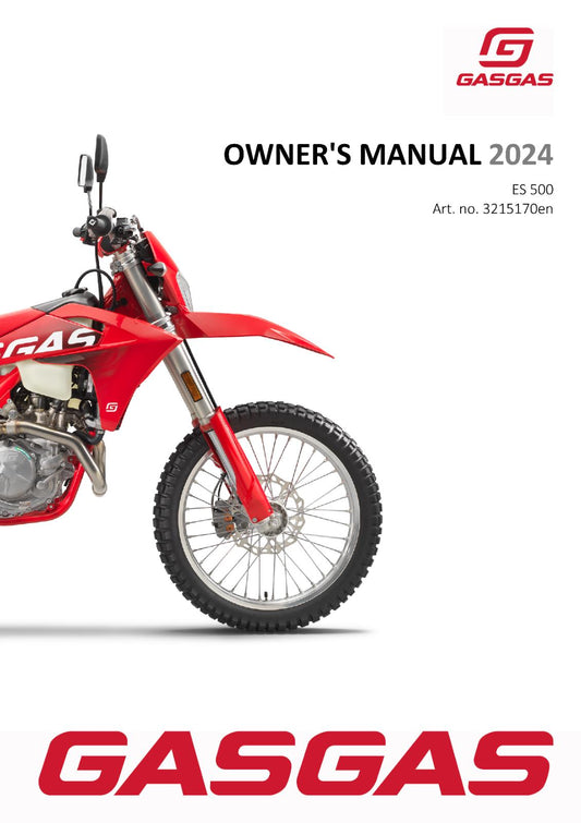 2024 GASGAS OWNERS MANUAL - ES 500 - REPRINTED