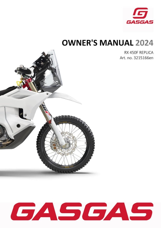 2024 GASGAS OWNERS MANUAL - RX 450F REPLICA - REPRINTED