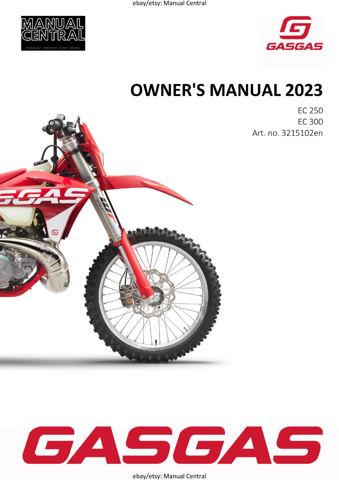 2023 GASGAS OWNERS MANUAL - EC 250 300 - REPRINTED