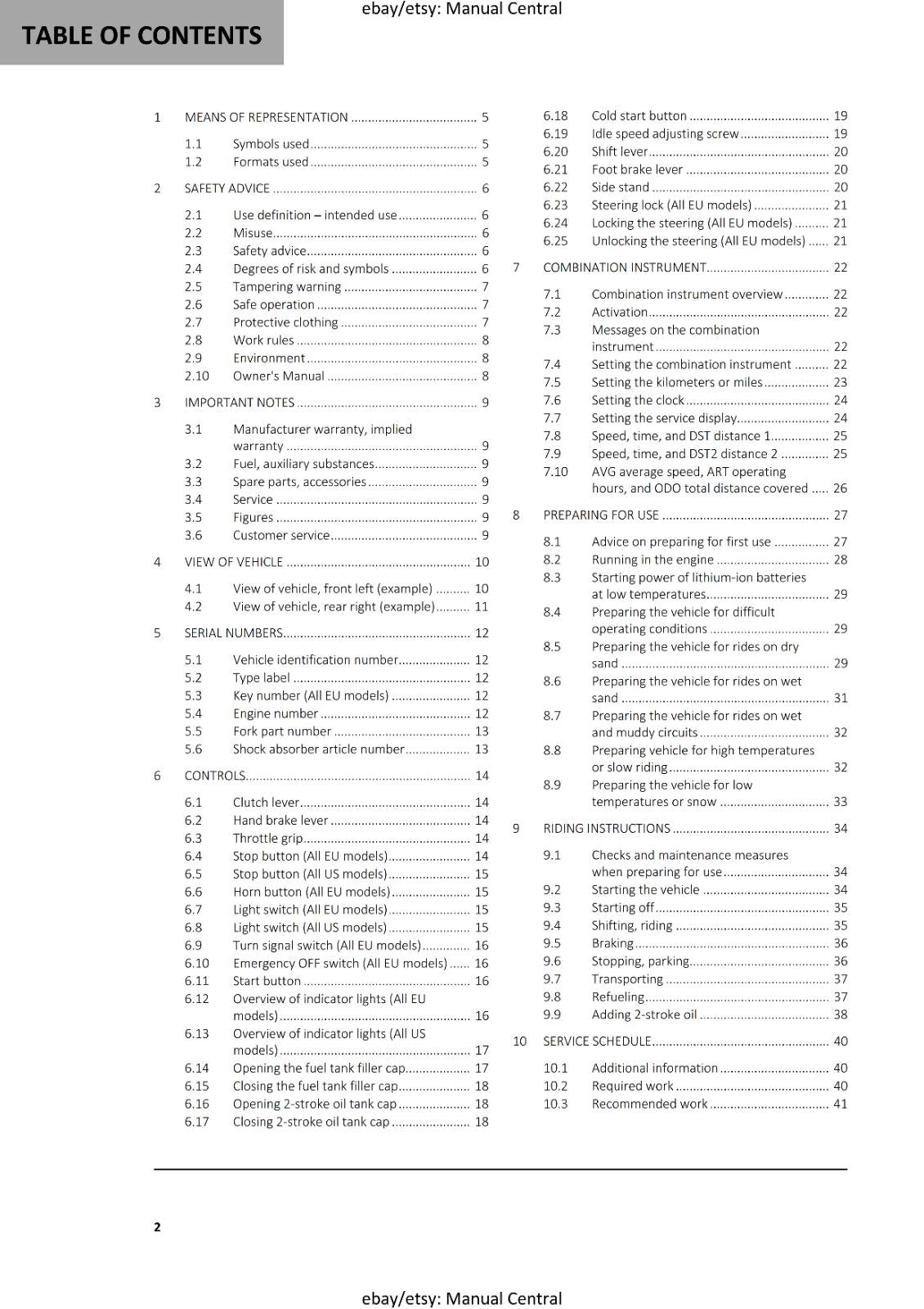 2023 GASGAS OWNERS MANUAL - EC 250 300 - REPRINTED